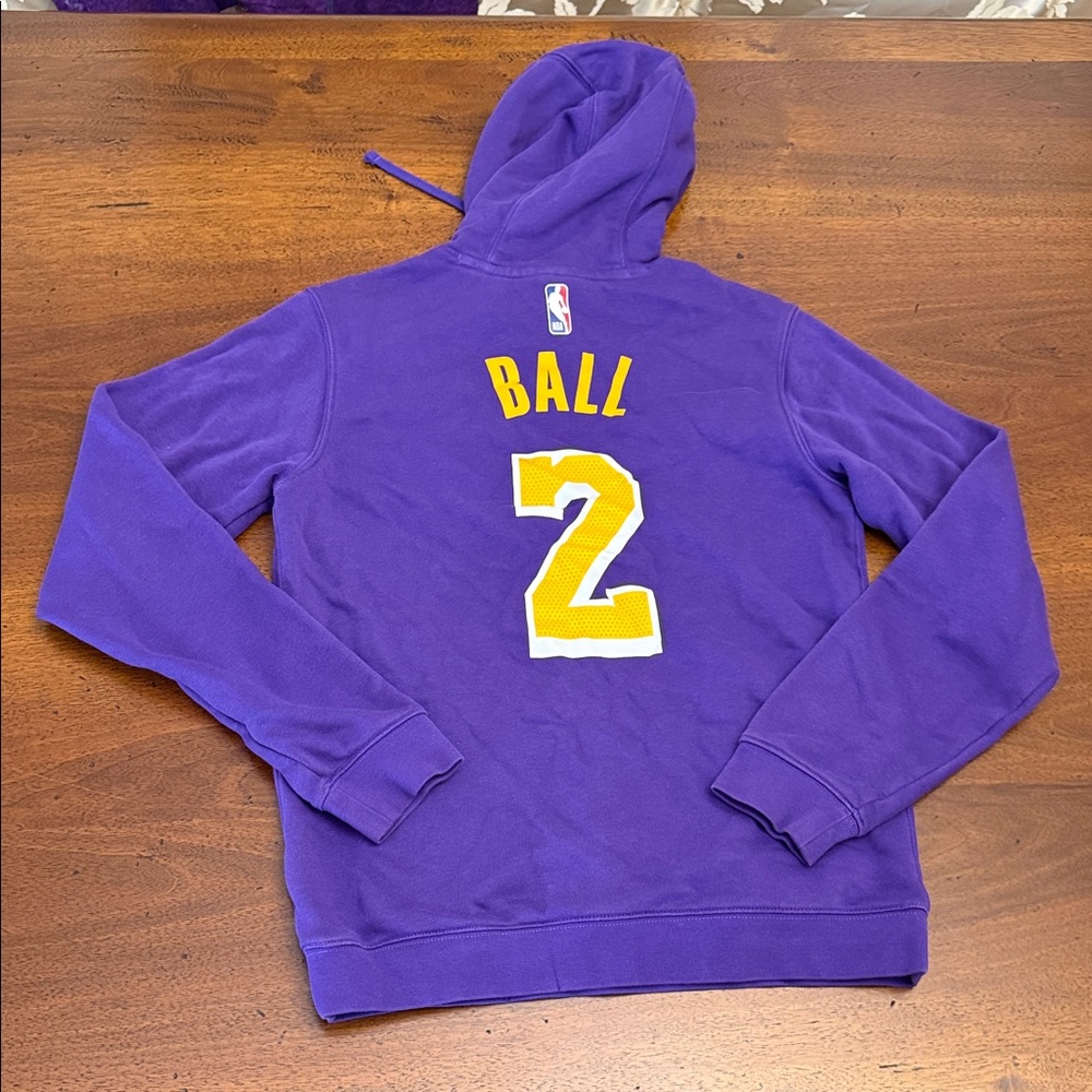 Purple Lakers Hoodie Nike #2 on Back BALL Sweater Hoodie Size Small NBA - Picture 12 of 16